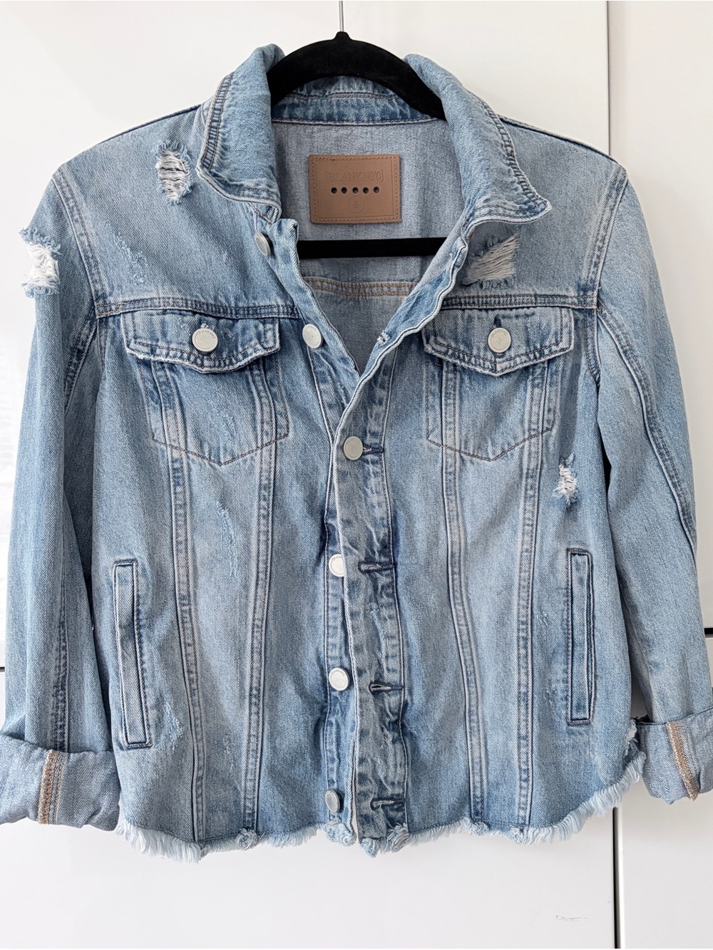 Blank NYC Light Blue Distressed Denim Jacket
